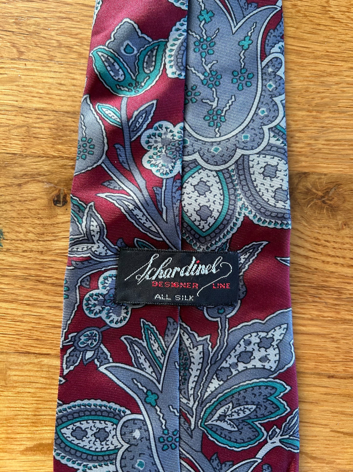 Grey&maroon&pink paisley tie