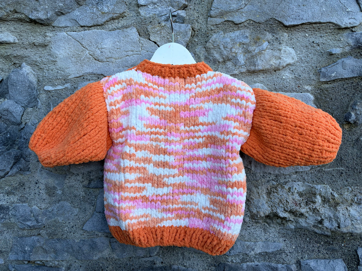 Orange melange fleece cardigan 9-12m (74-80cm)