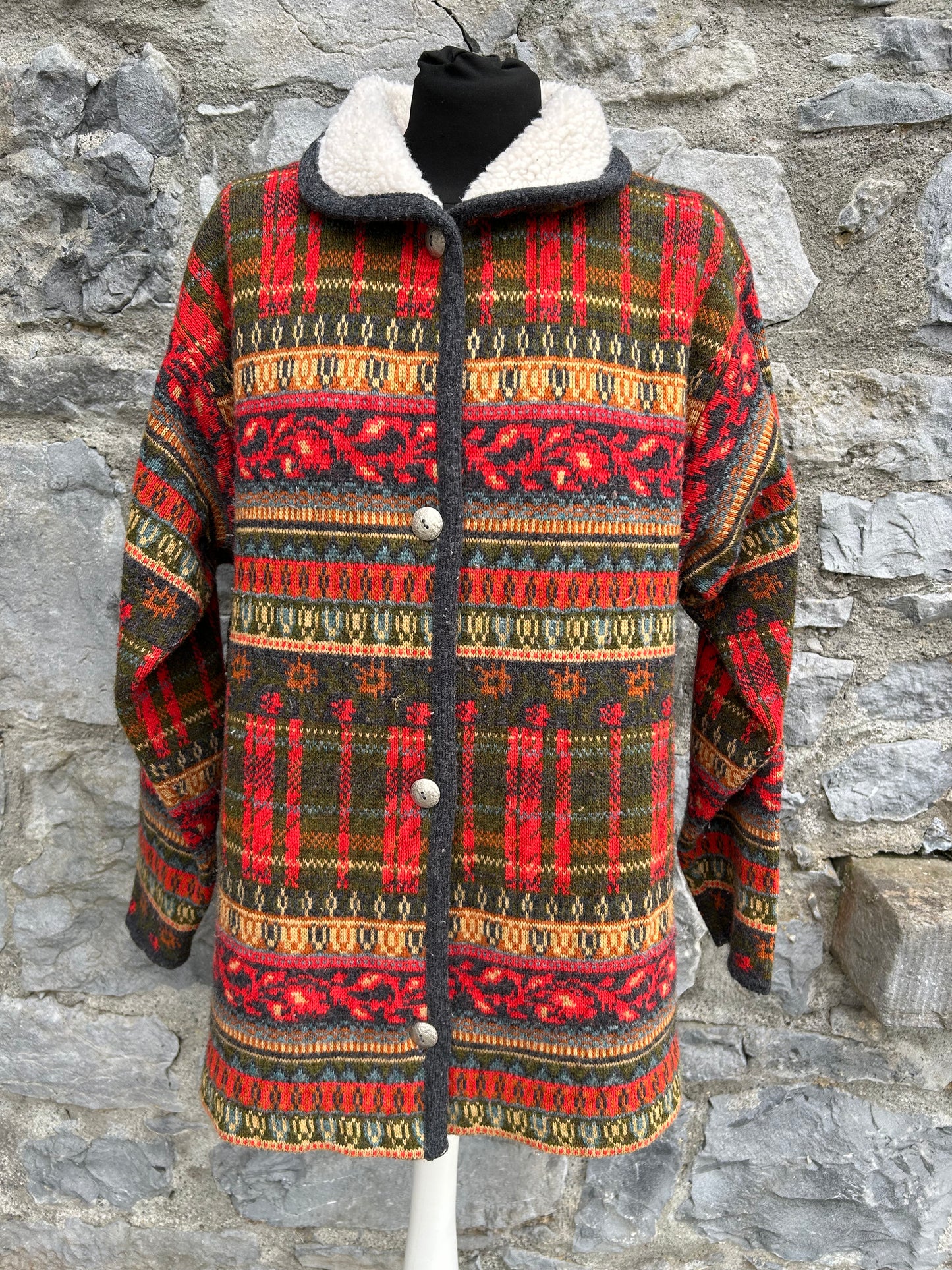 90s Aztec furry lined jacket M/L men