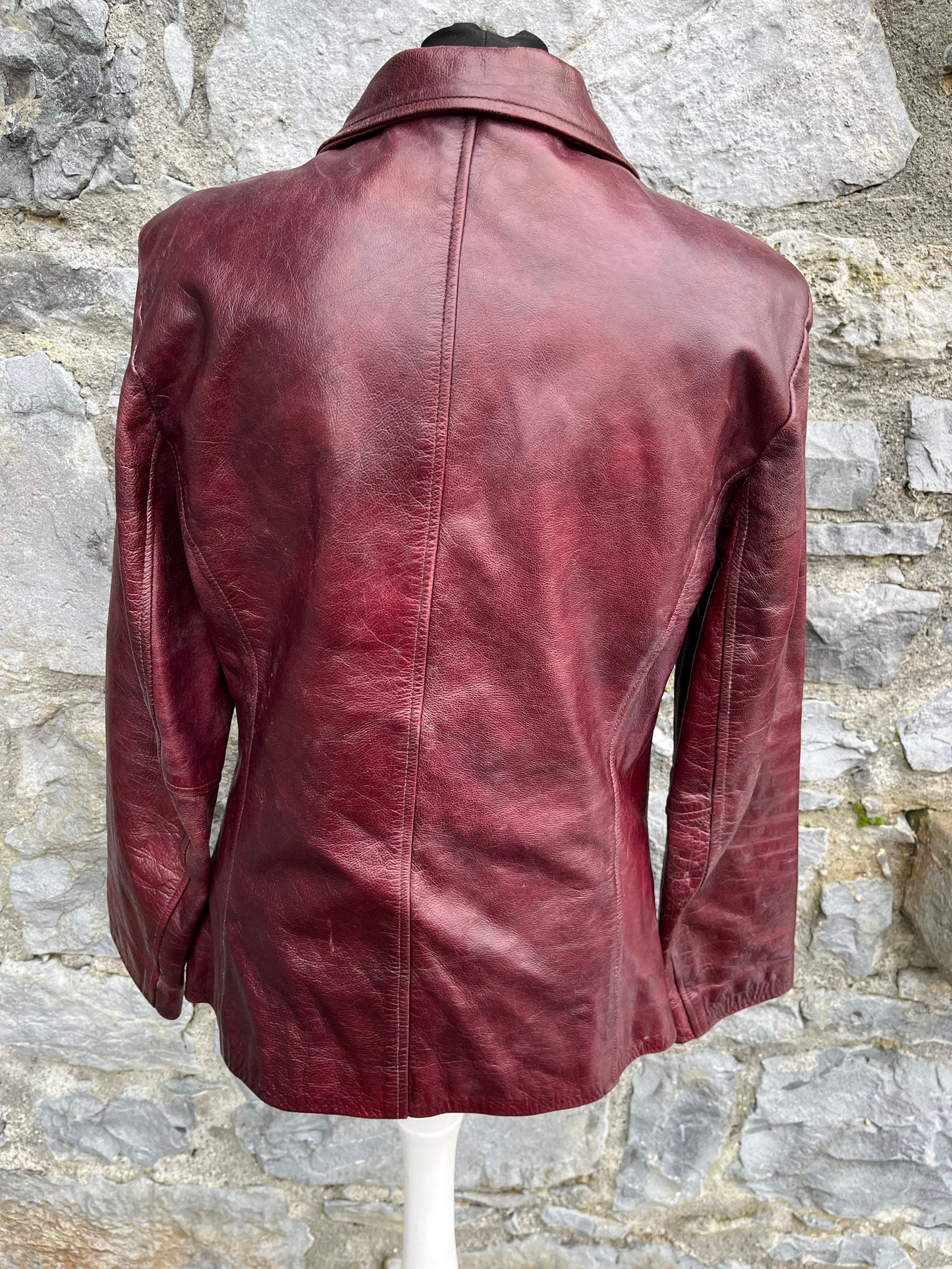 80s maroon leather jacket uk 6-8