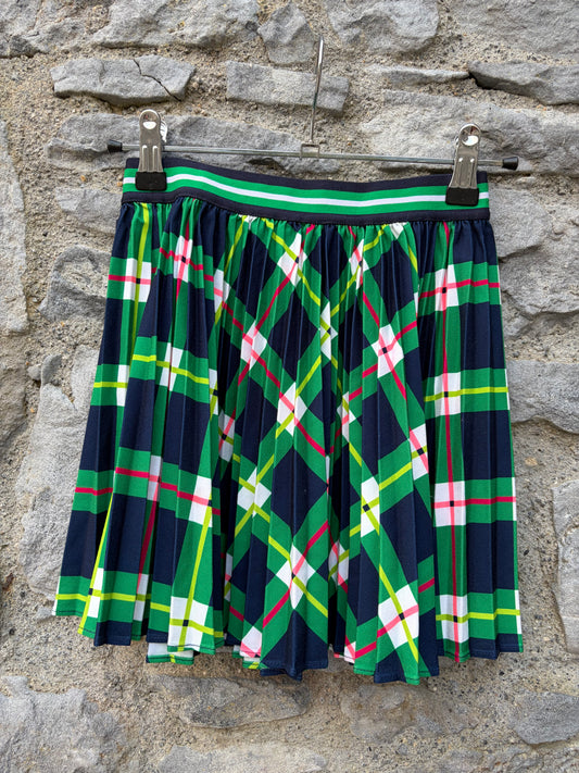 Green check pleated skirt 6y (116cm)