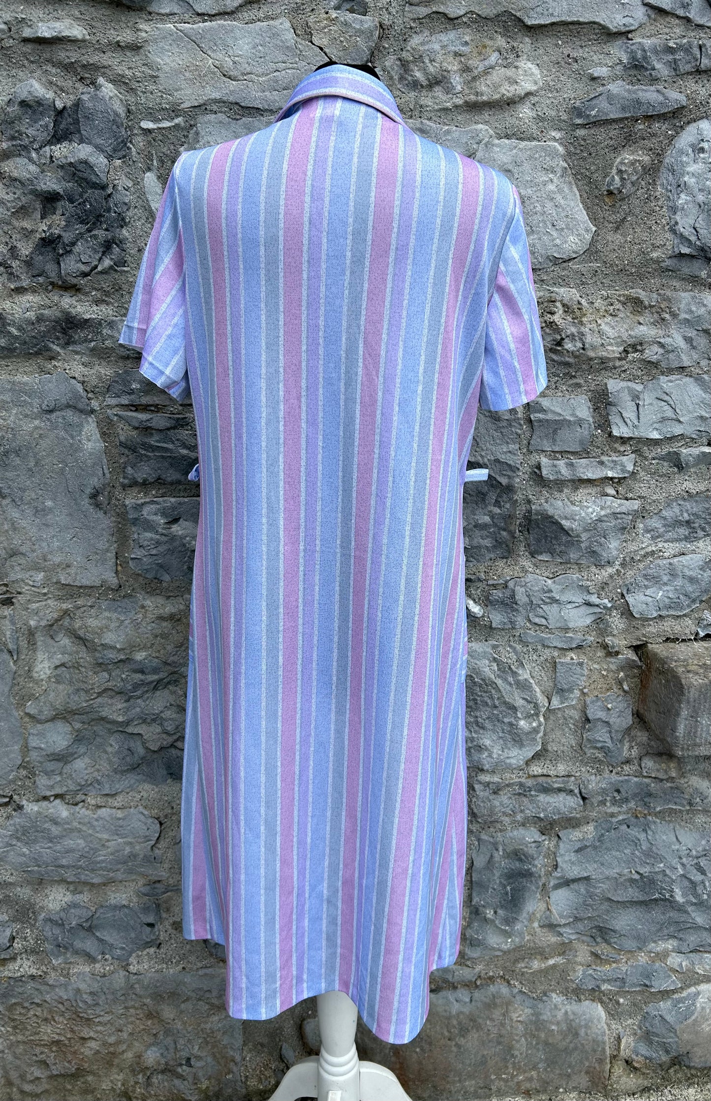 80s pink&lilac stripy dress uk 10-12