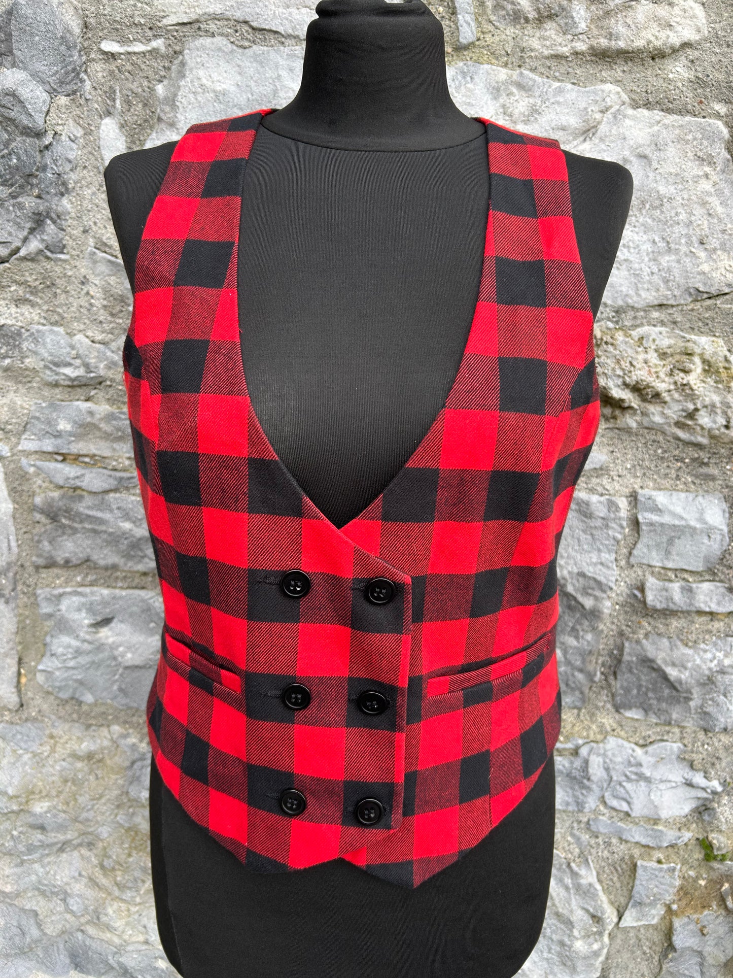 Red check waistcoat uk 10