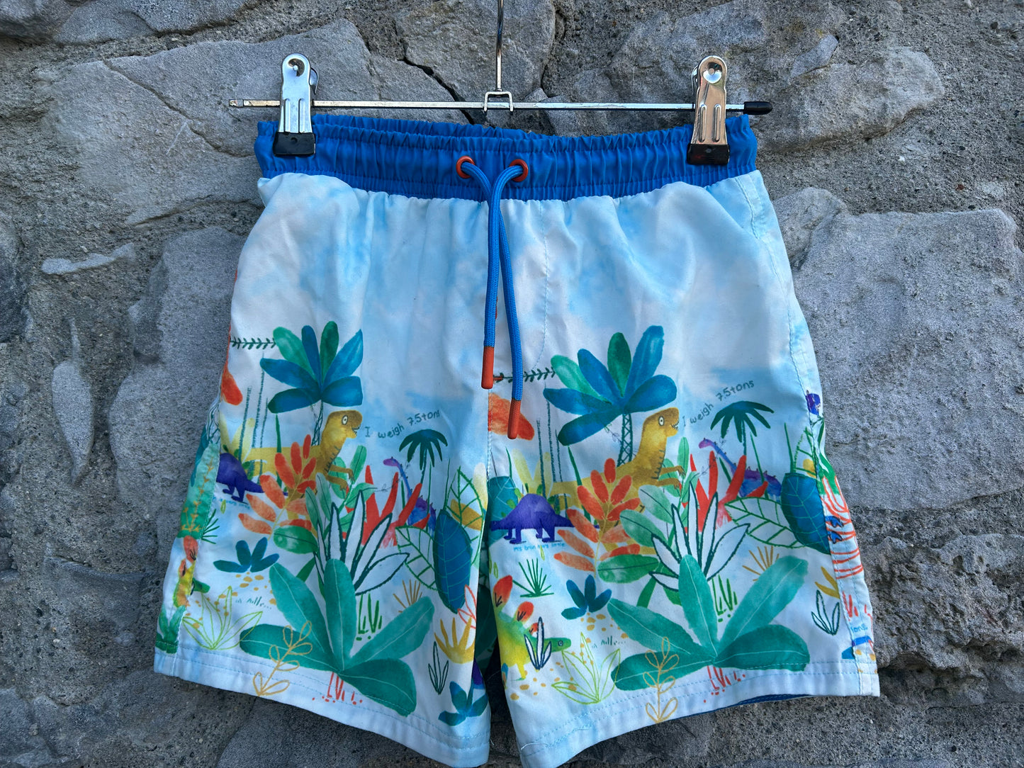 Dinosaurs garden blue shorts  6-7y (116-122cm)