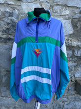 Load image into Gallery viewer, 80s blue&amp;green half zip sport jacket L/XL
