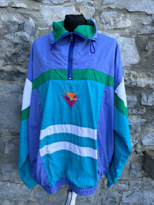 80s blue&green half zip sport jacket L/XL