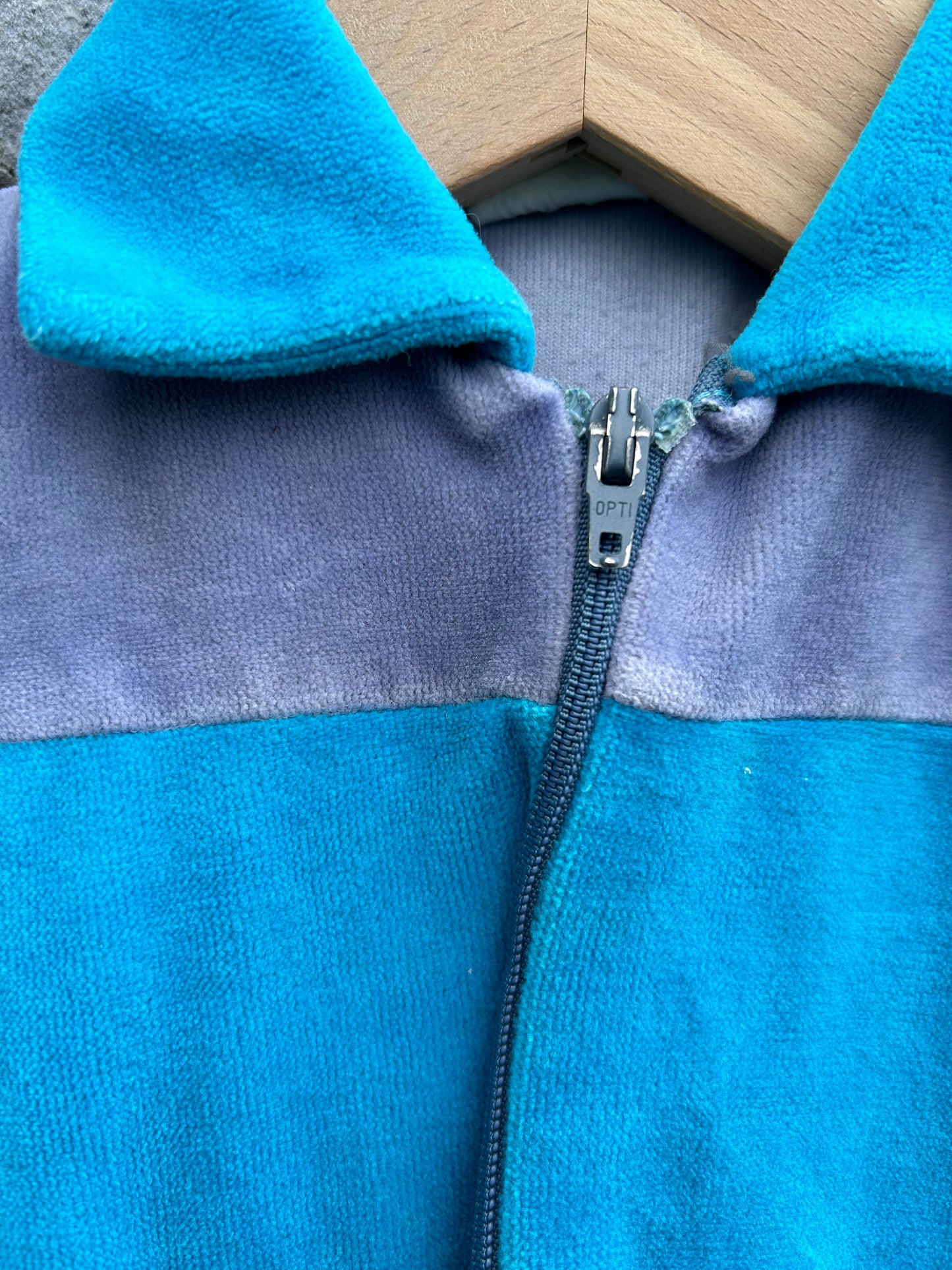 80s blue velour boilersuit 3-6m (62-68cm)