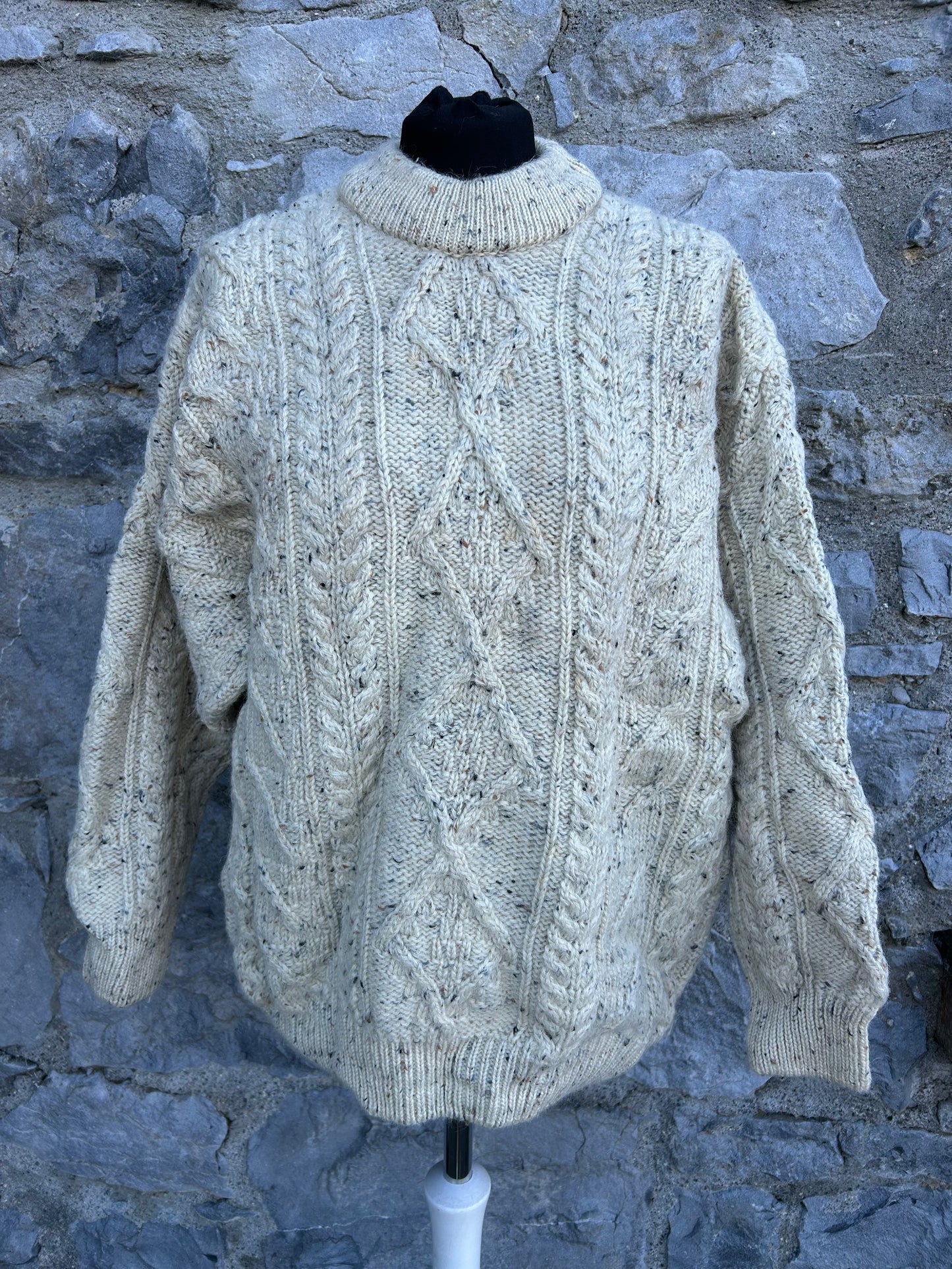 Aran style Beige melange jumper Medium