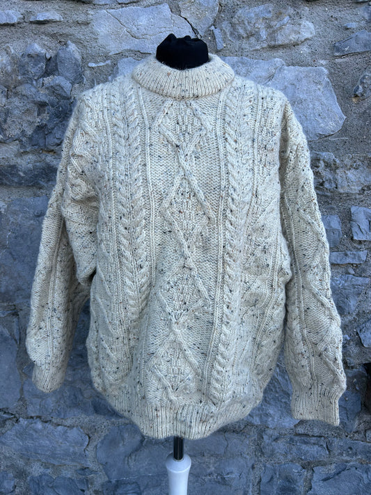 Aran style Beige melange jumper Medium
