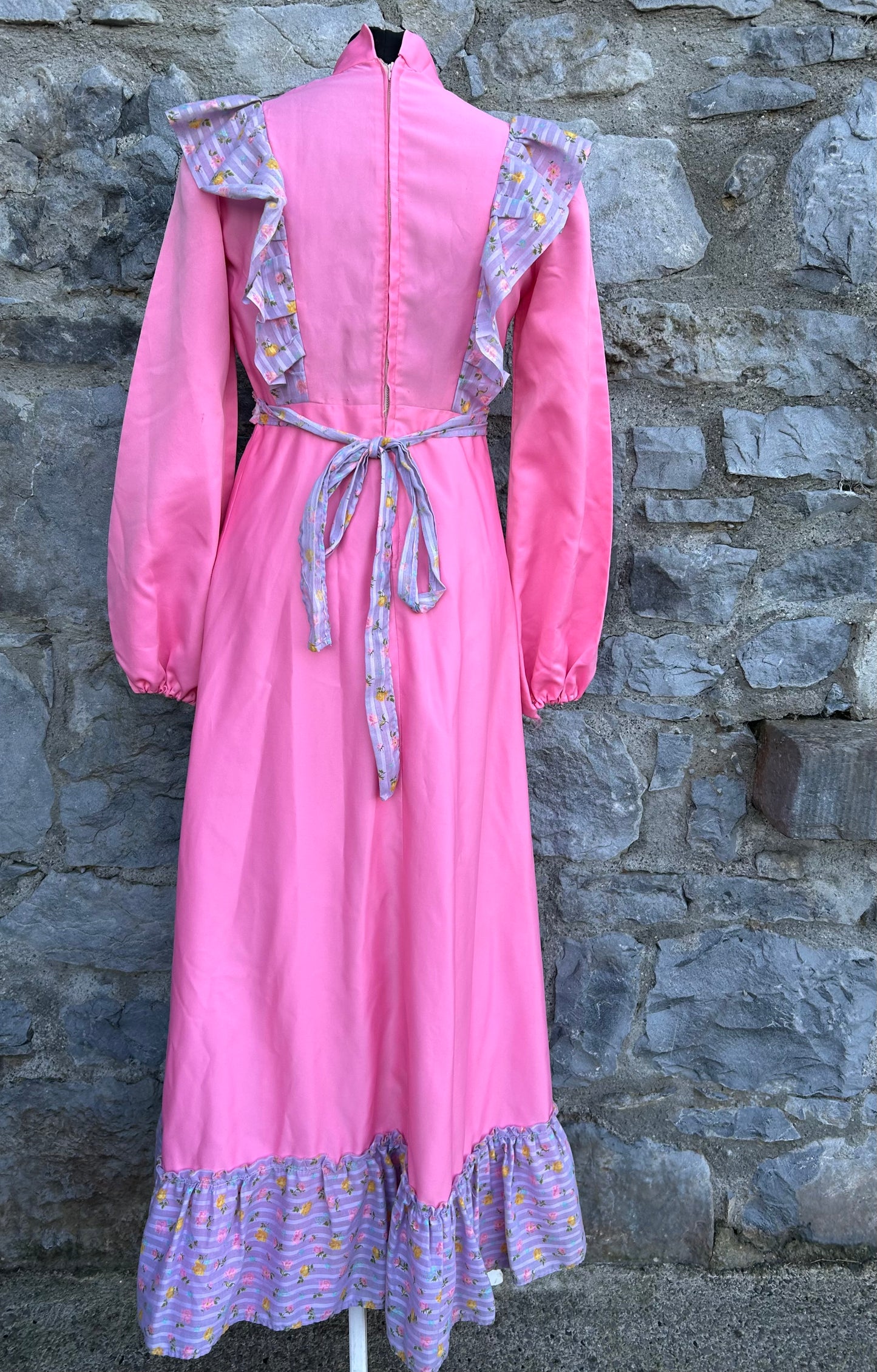 70s pink maxi dress uk 6-8