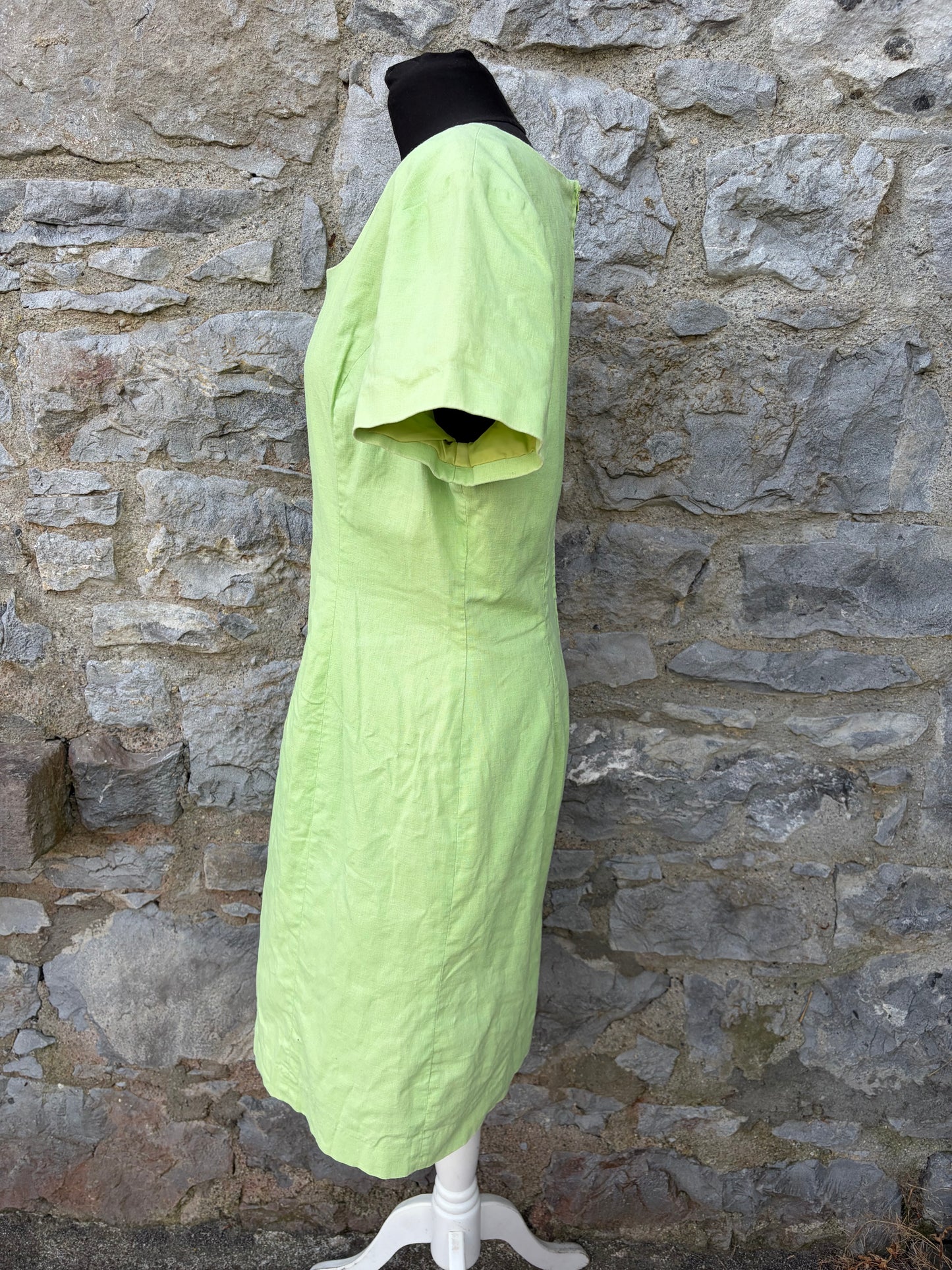90s lime linen dress uk 12