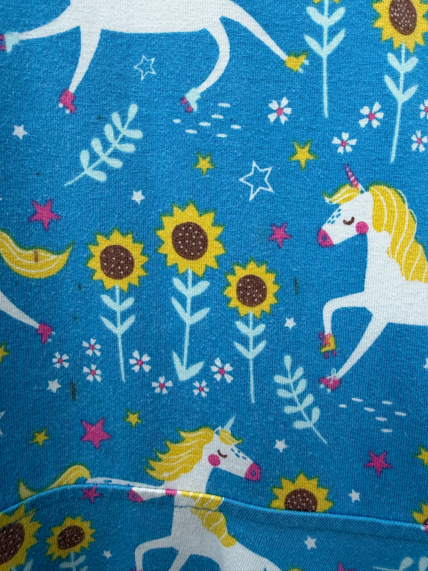 Unicorns&sunflowers blue skater dress  9-10y (134-140cm)