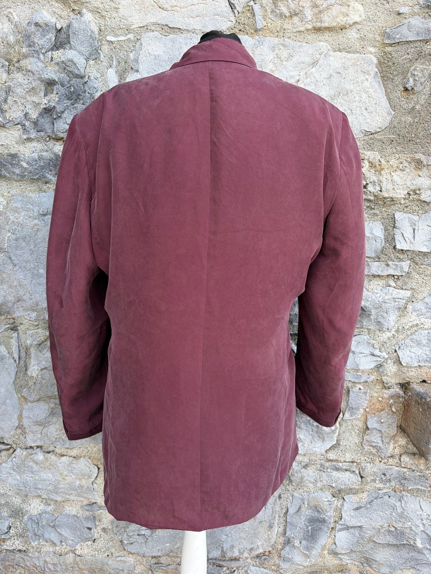 80s maroon silk suit jacket XL