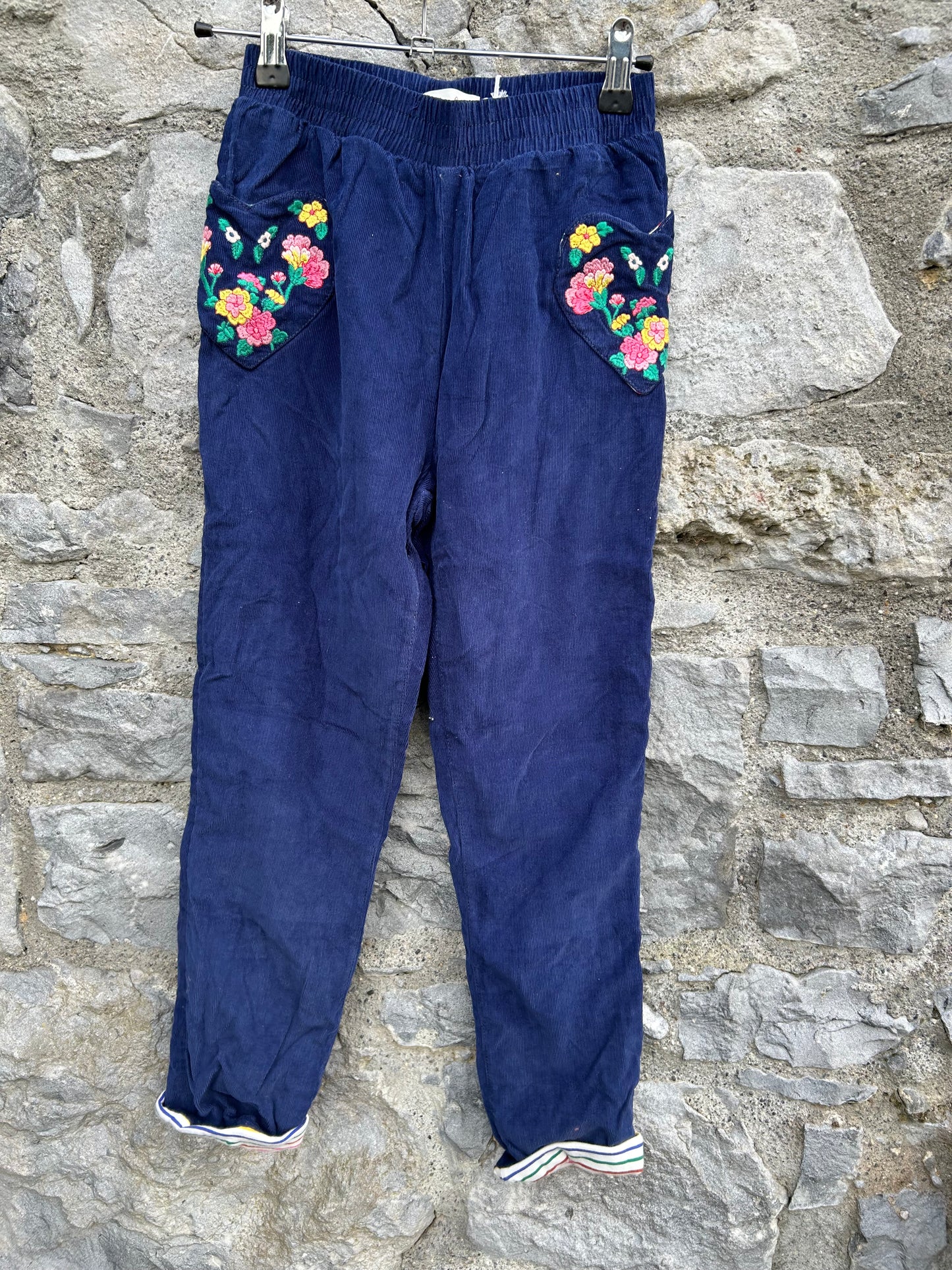MB Navy cords with floral pockets 10y (140cm)