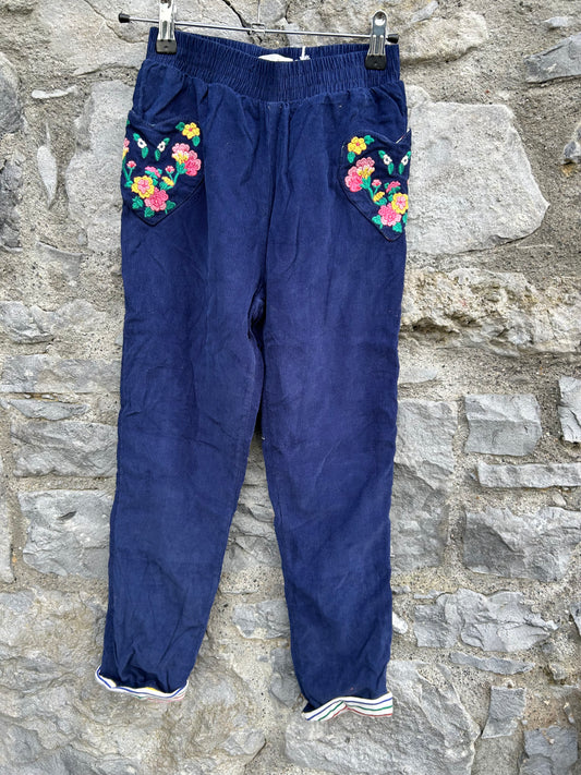 MB Navy cords with floral pockets 10y (140cm)