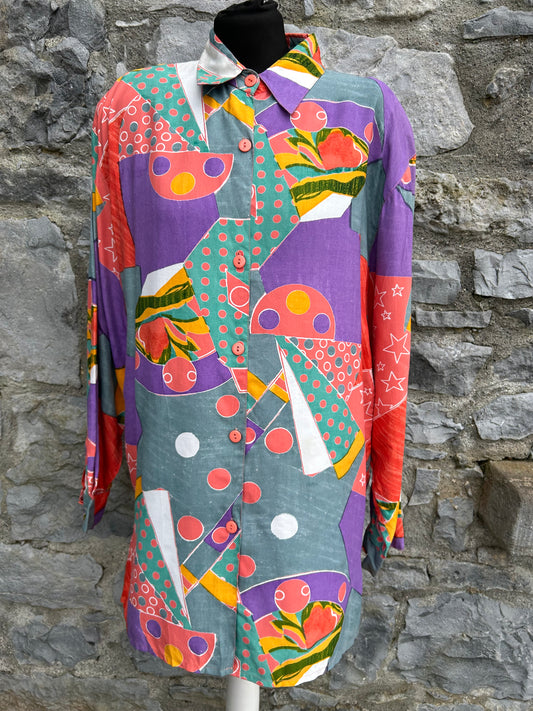 80s colourful patchwork shirt M/L