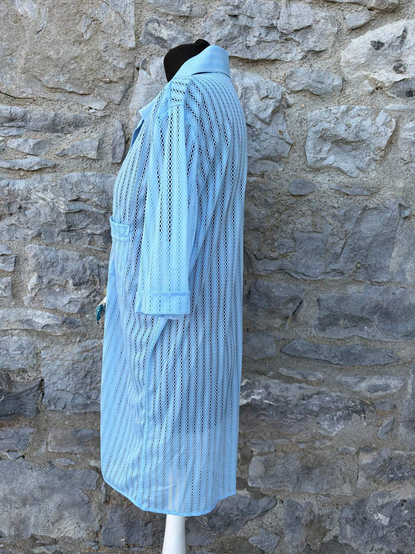 80s blue pointelle shirt Large
