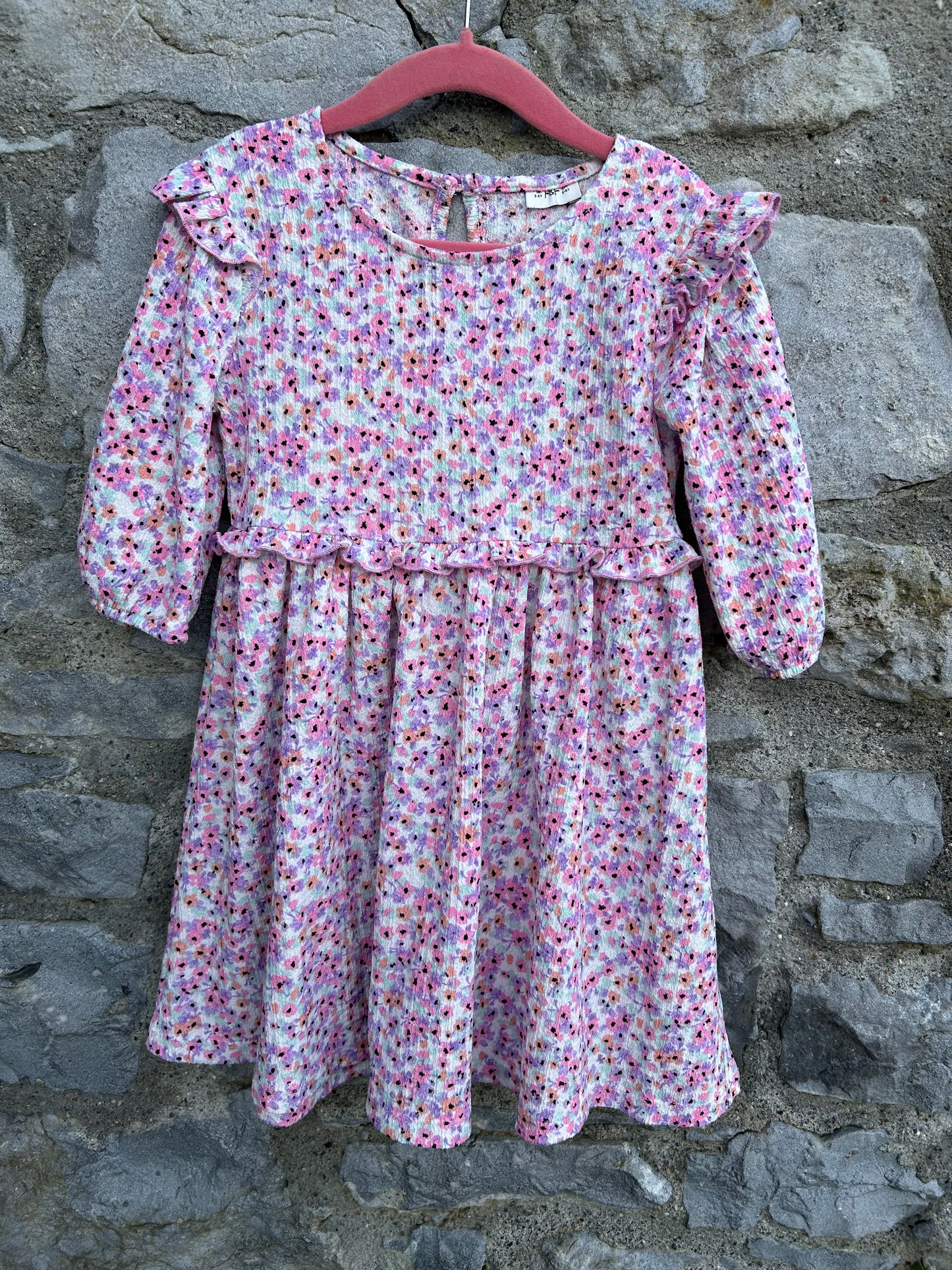 Pink paperbag floral dress  5y (110cm)