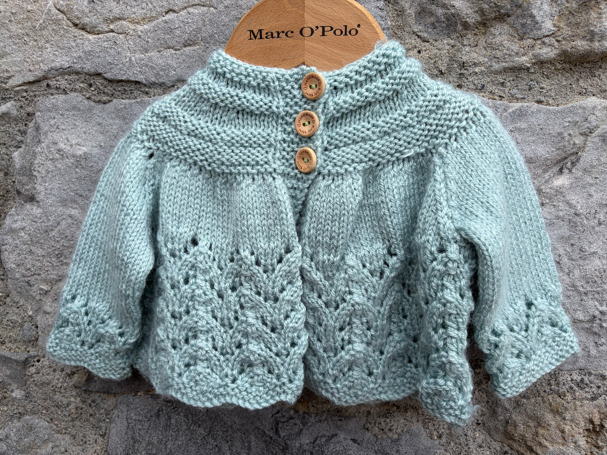 Mint lace hem pattern cardigan  0-1m (50-56cm)