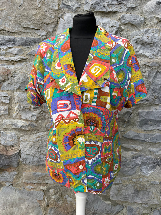 80s multicolour abstract print shirt uk 10