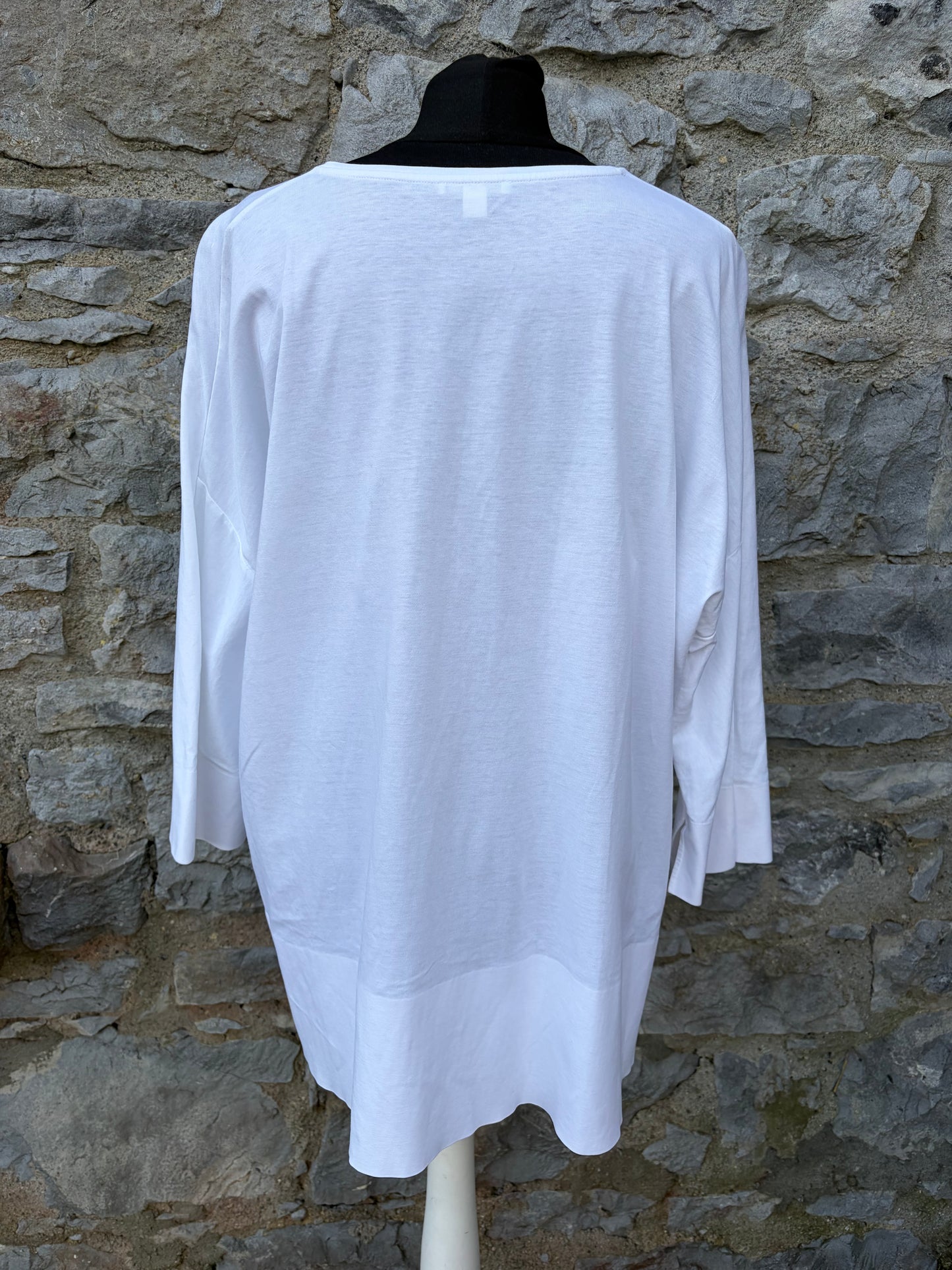 White oversized long top uk 12-14
