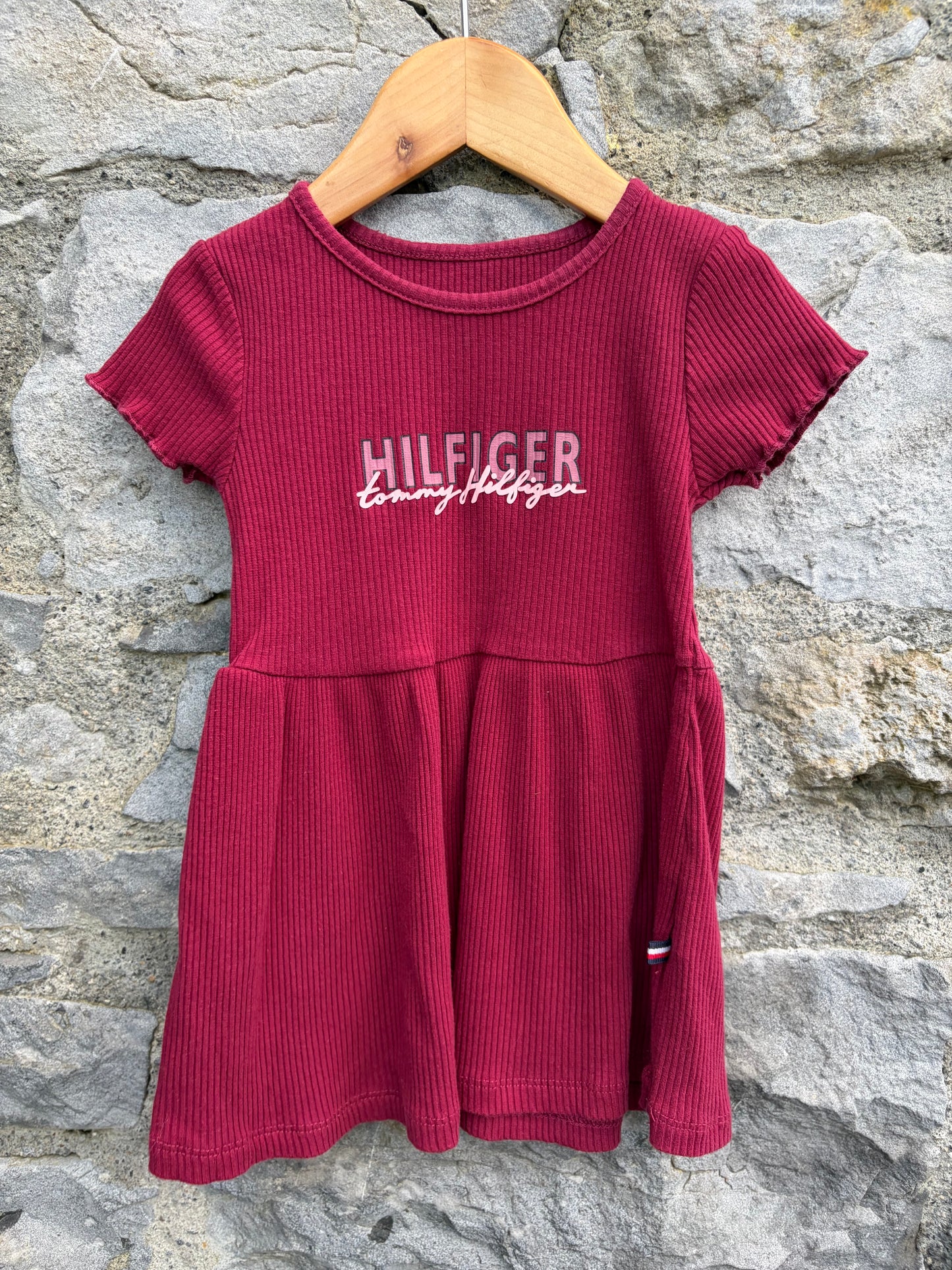 TH ribbed maroon dress   3y (98cm)