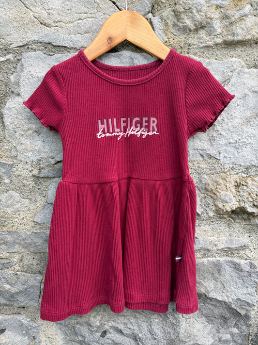 TH ribbed maroon dress   3y (98cm)