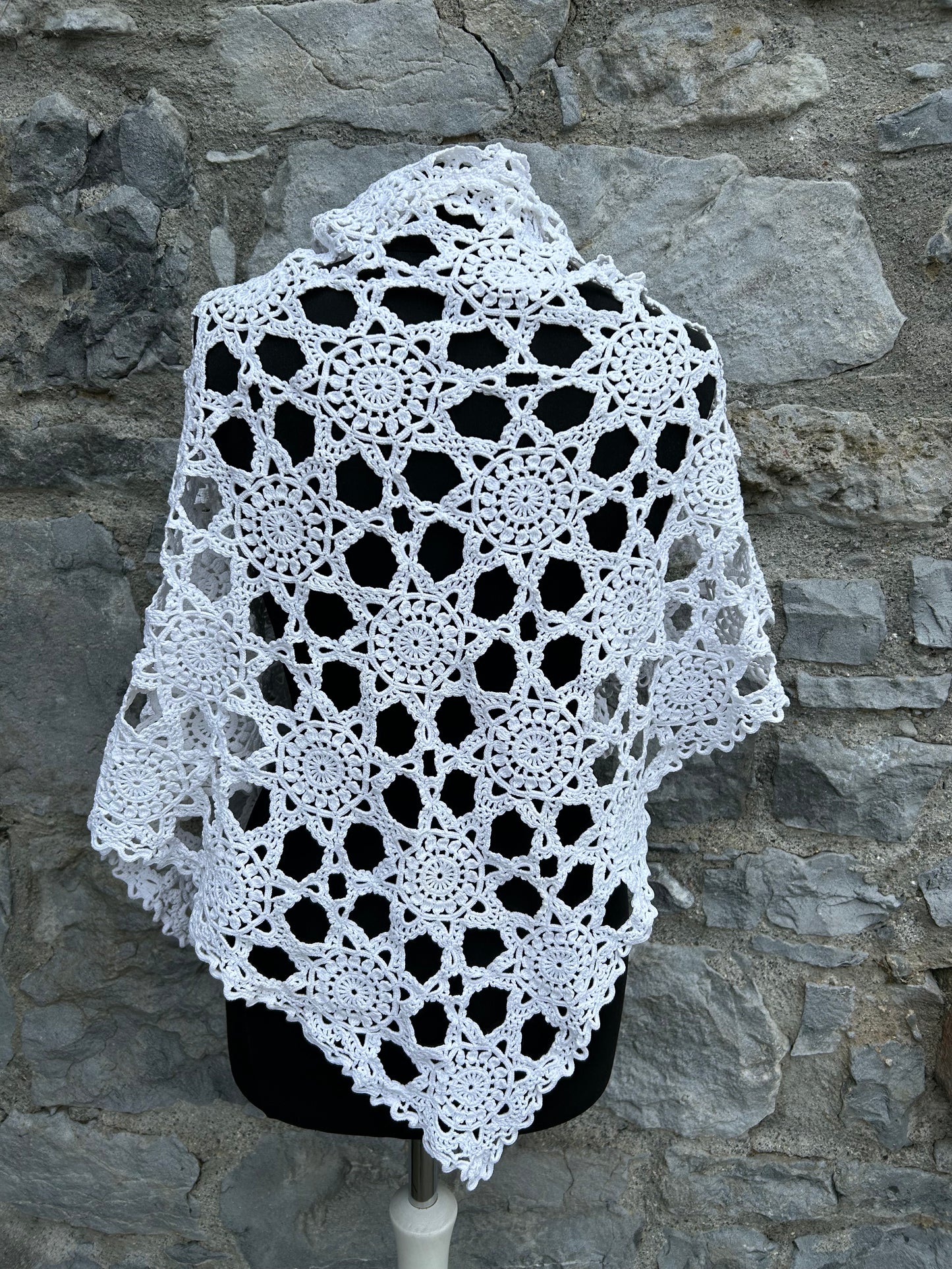 White crochet shawl