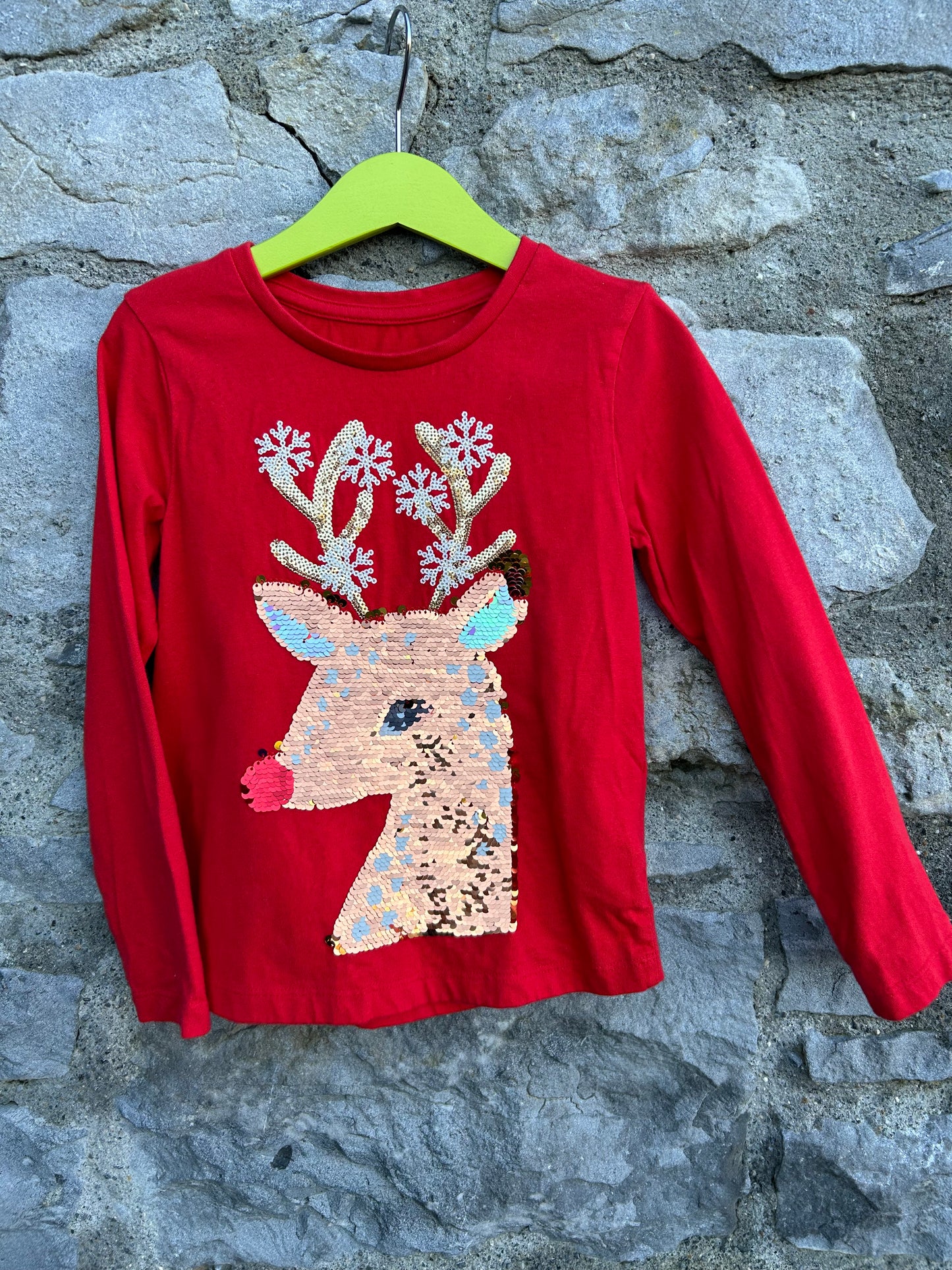 Sequin reindeer red top  5-6y (110-116cm)