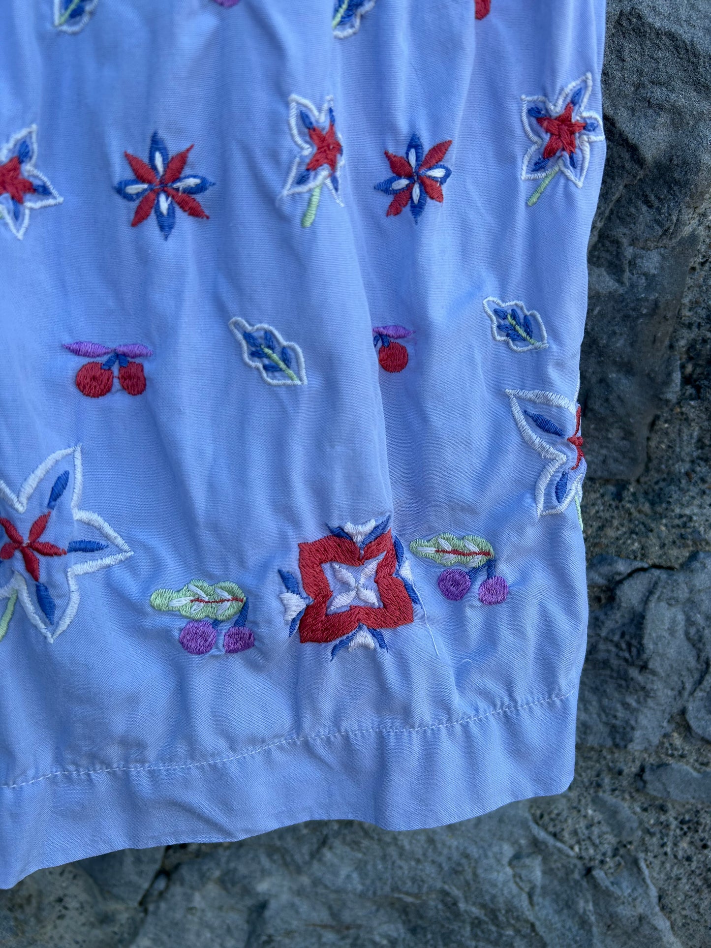 80s blue embroidery dress 5y (110cm)