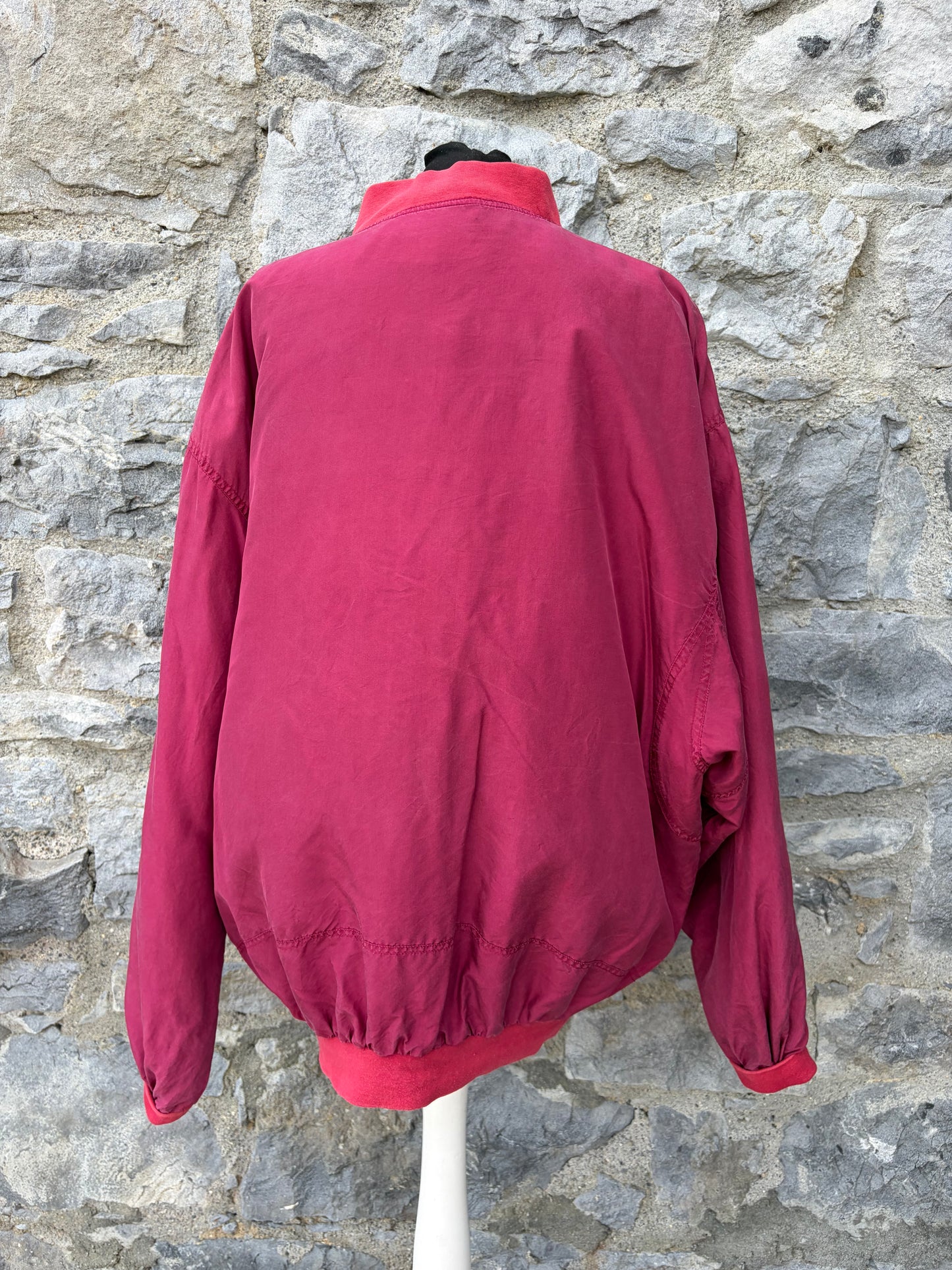 80s raspberry bomber jacket XL