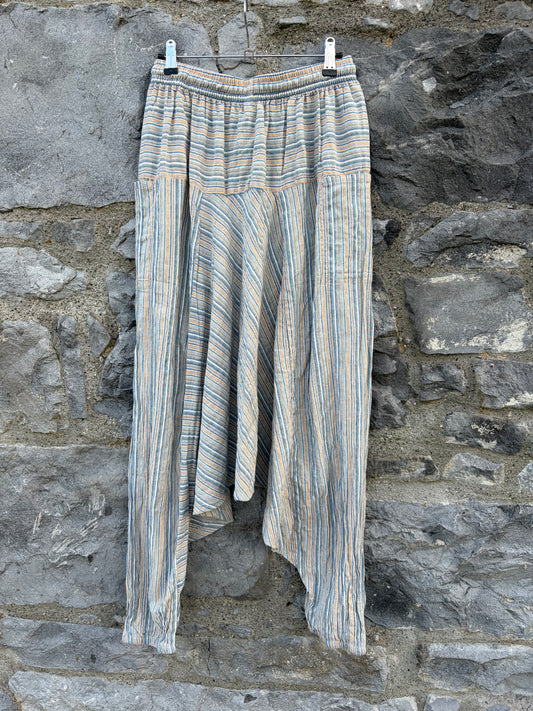 90s stripy beige baggy pants uk 10-12