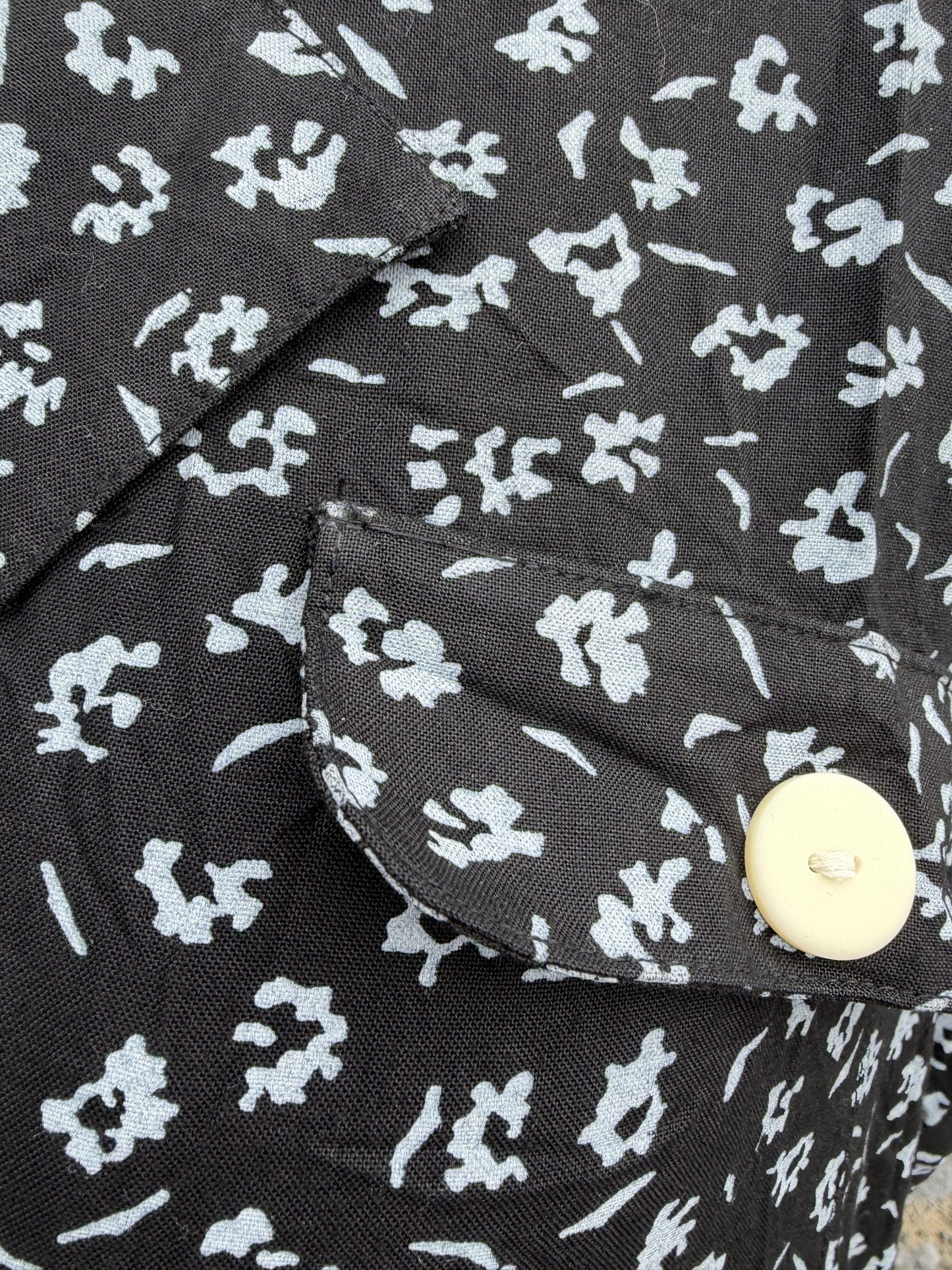 80s black floral jumpsuit uk 14