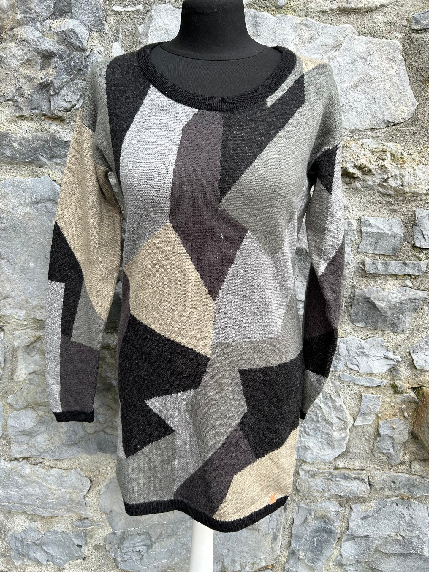 Grey geometric knitted tunic uk 8