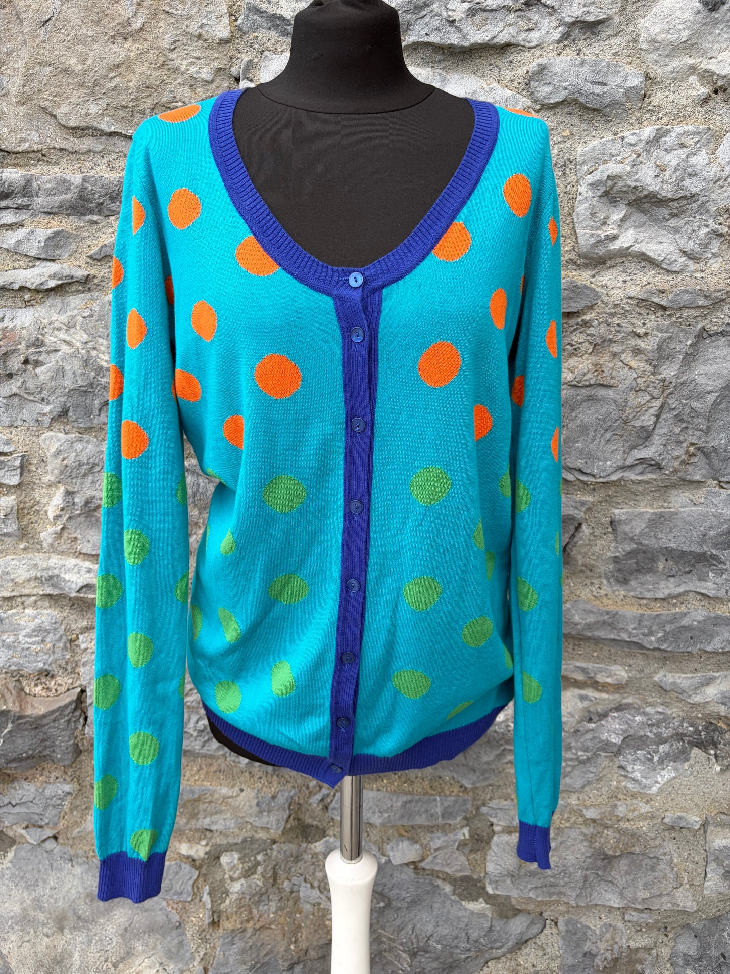 Orange&green polka dots cardigan uk 14