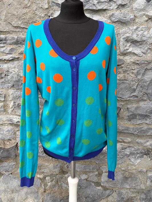 Orange&green polka dots cardigan uk 14