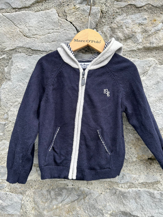 Navy zipped hooded jumper 9-12m (74-80cm)