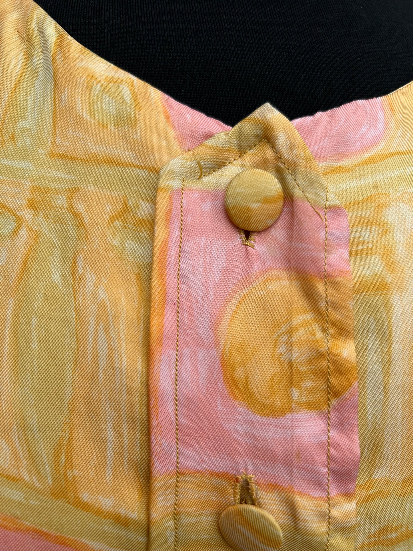 80s yellow&pink dress uk 10-12