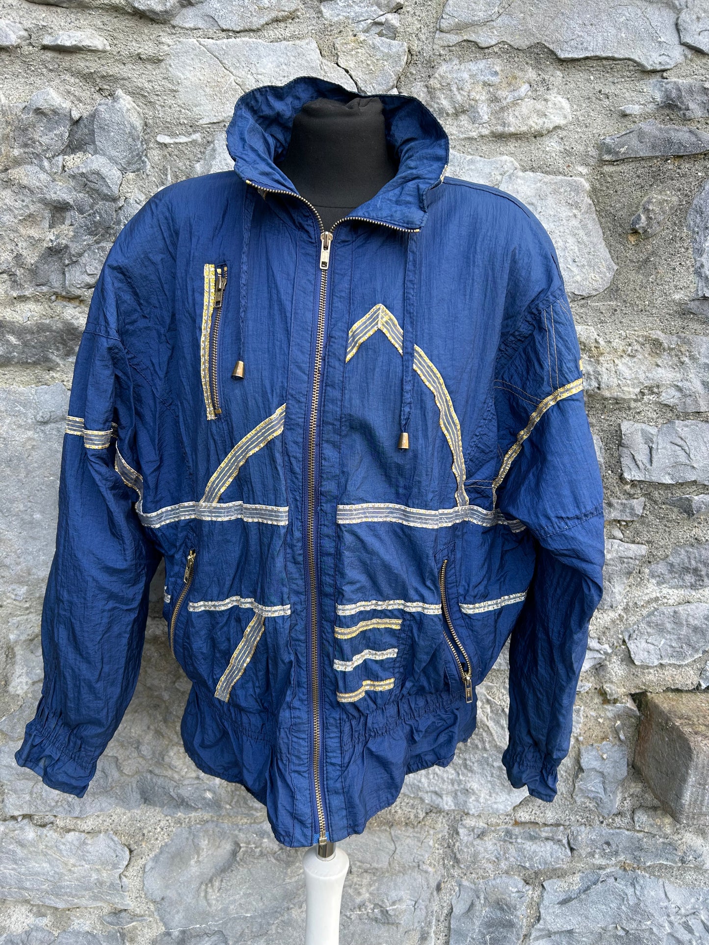 80s navy shell jacket uk 12-14