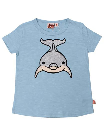 Glitter dolphin blue T-shirt  2-3y (92-98cm)