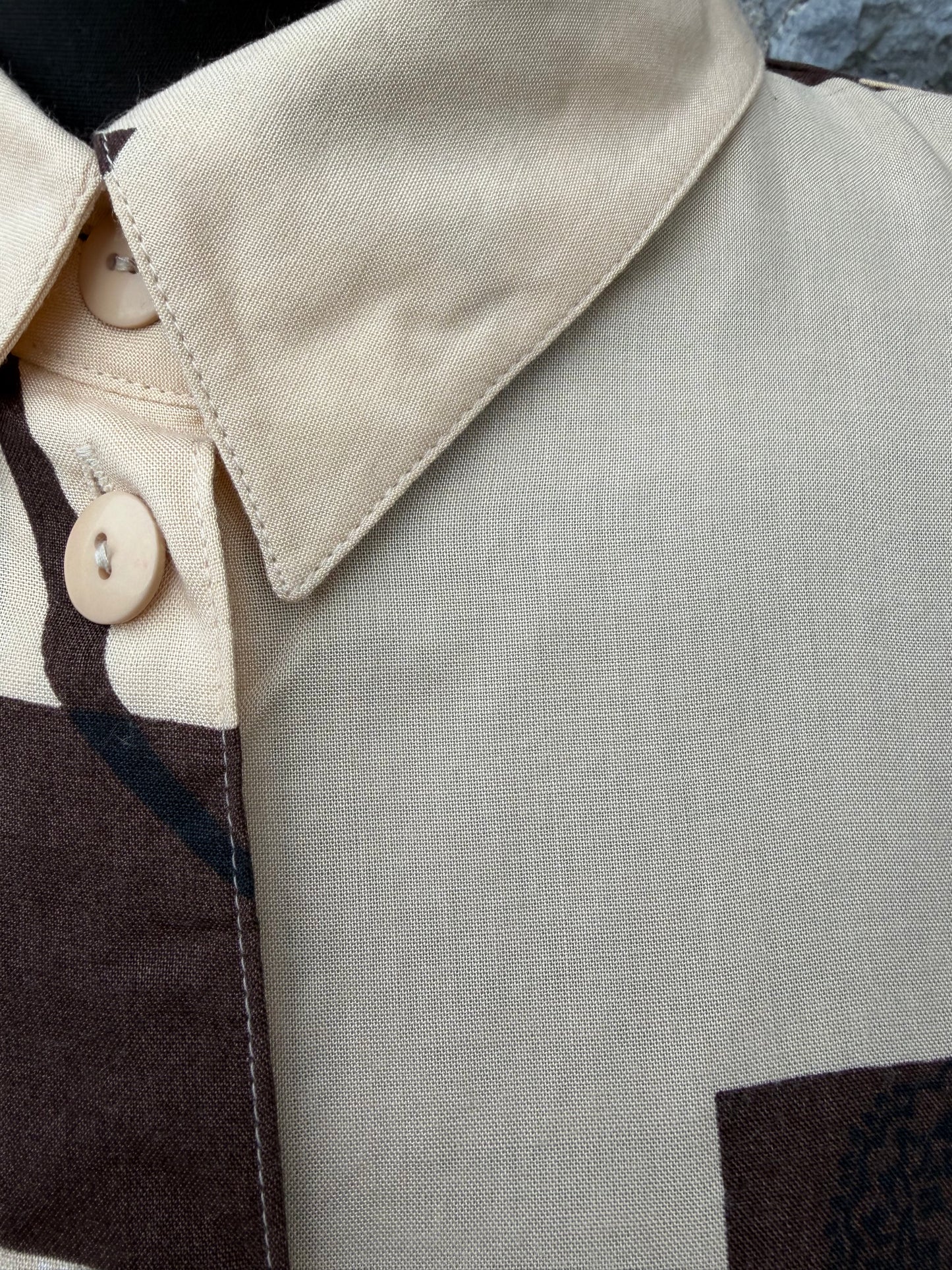 90s beige&black geometric shirt uk 18-22