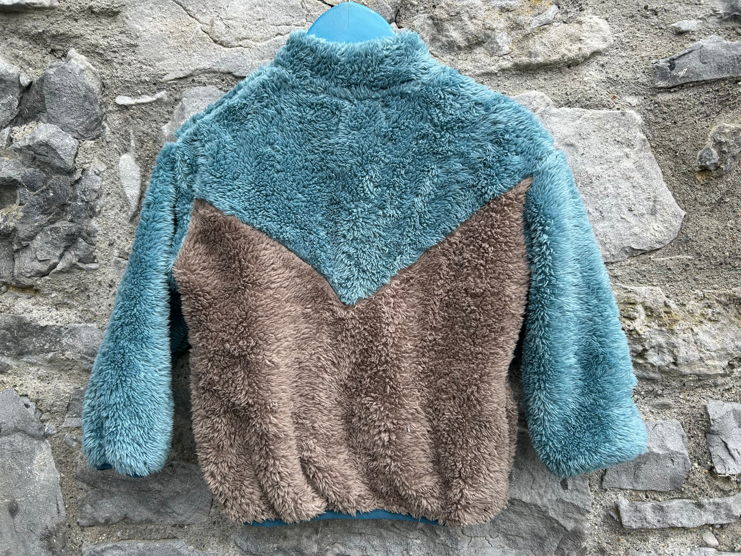 Petrol&brown fluffy fleece  4-5y (104-110cm)