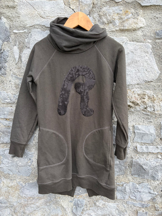 Olive green sweatshirt dress 9-10y (134-140cm)