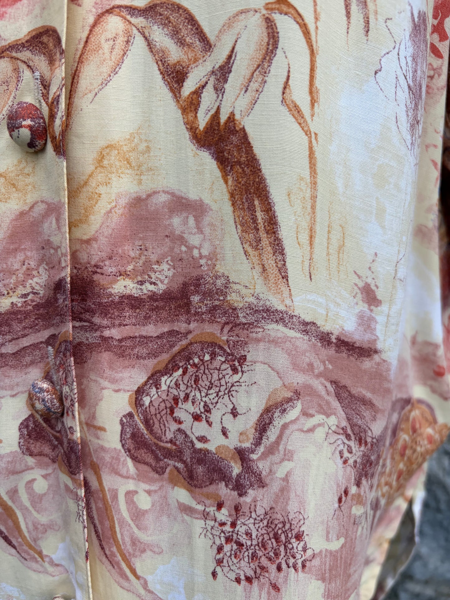 80s floral beige tunic uk 10-12