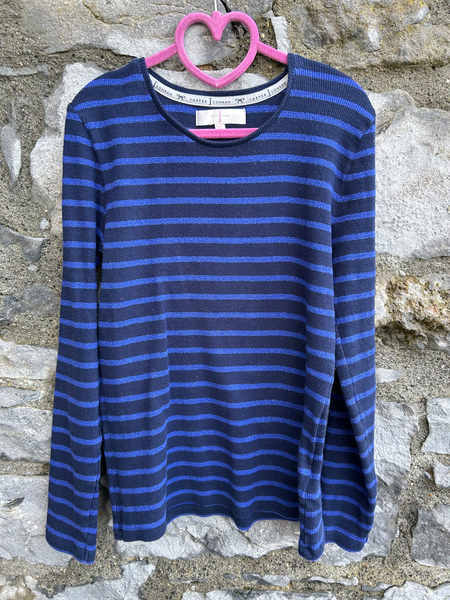 Blue and glitter navy stripy top   11y (146cm)