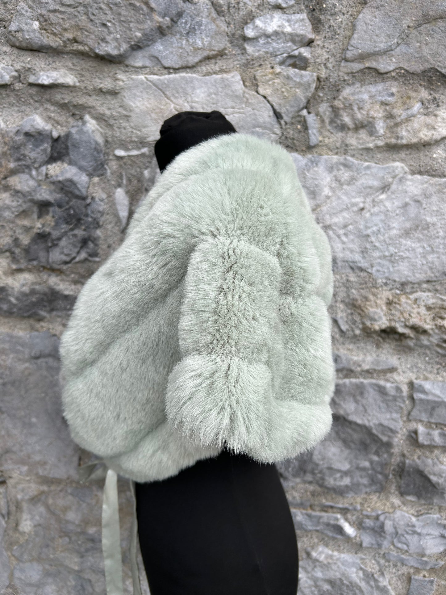 Mint faux fur cape