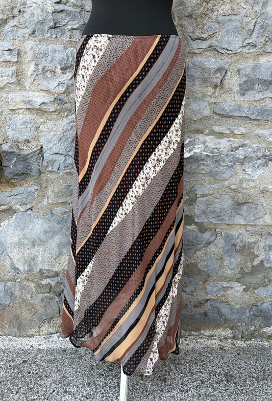 90s brown stripy maxi skirt uk 12-14
