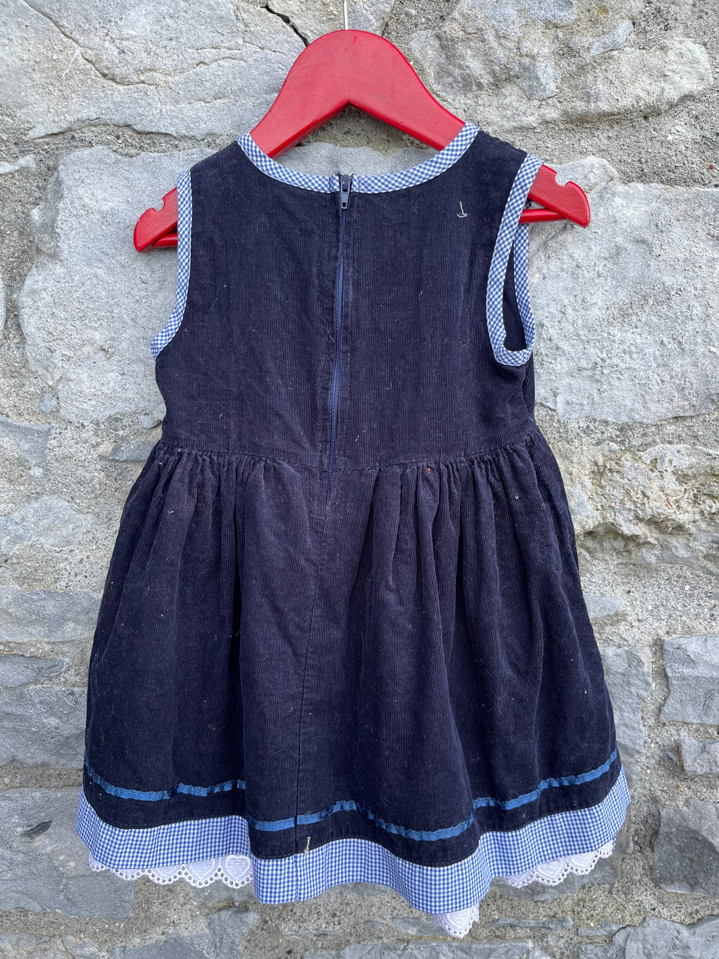 90s duck navy cord dress   2-3y (92-98cm)