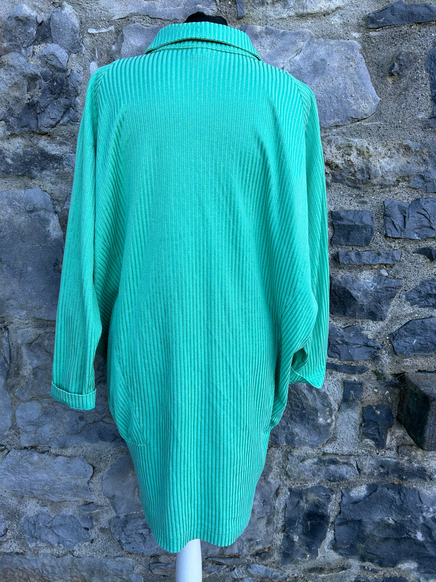 80s green stripy tunic uk 16-18