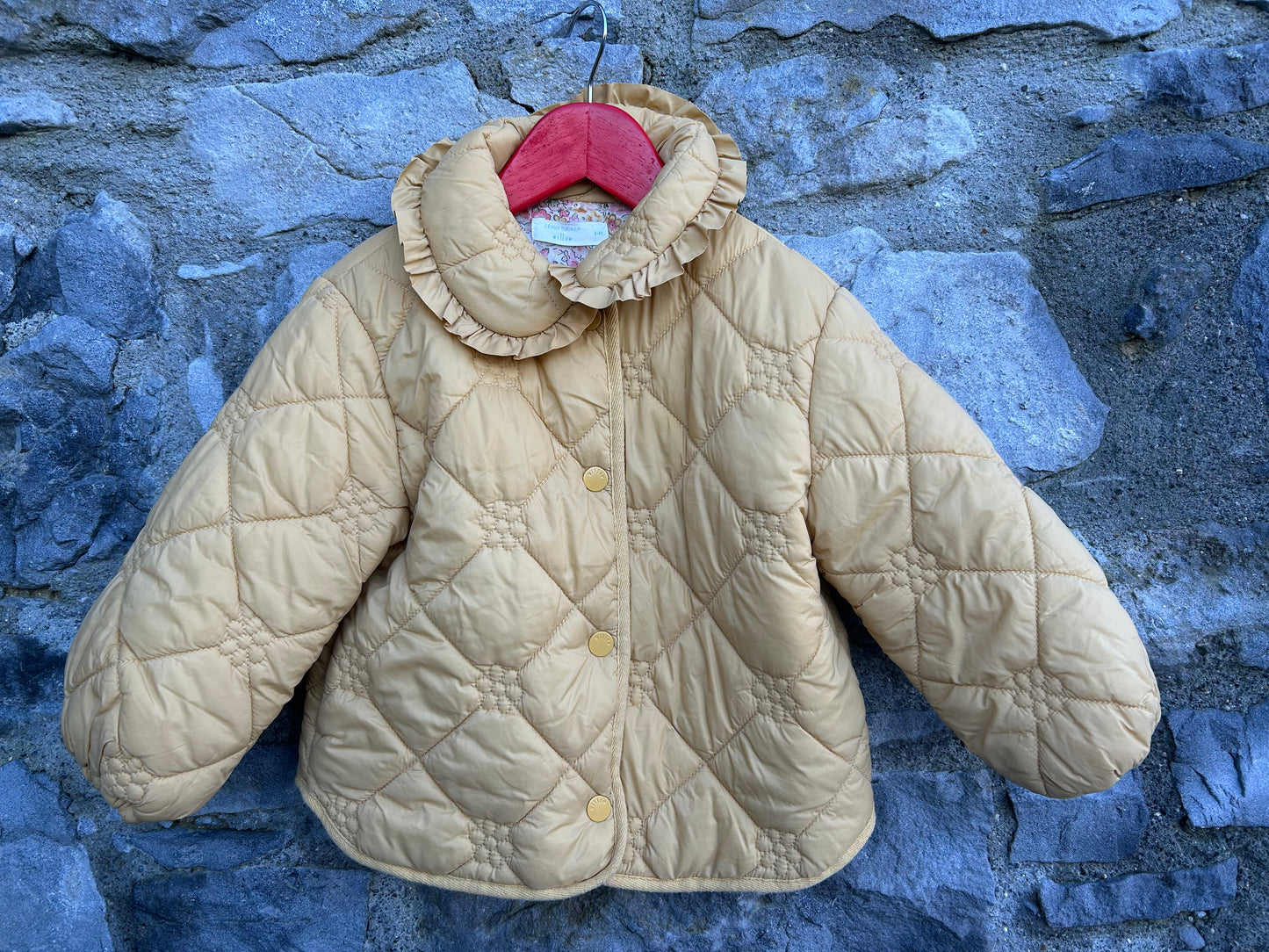 Yellow frilly quilted jacket  3-4y (98-104cm)
